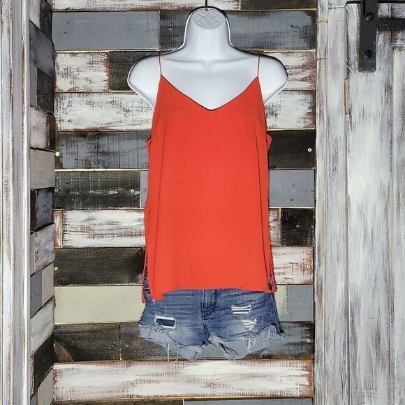 Tanktop Red Spaghetti Strap Ambiance Semi Sheer - Picture 1 of 7